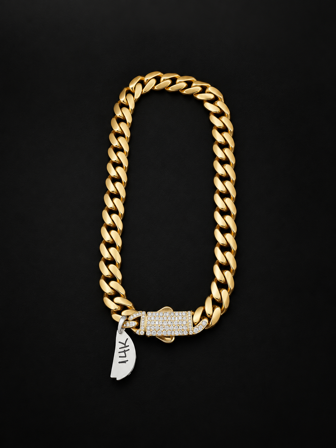 14K Cuban Bracelet with CZ Lock
