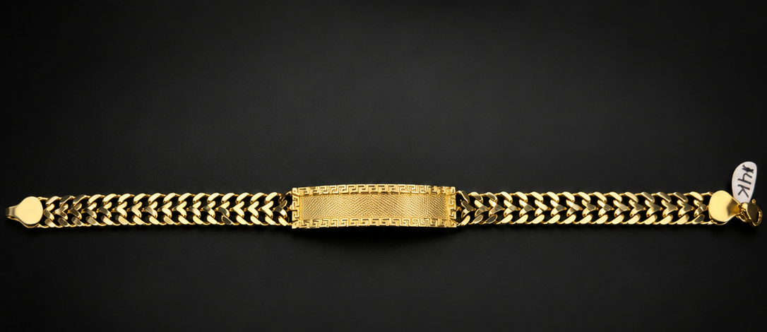 14K Greek Pattern ID Bracelet